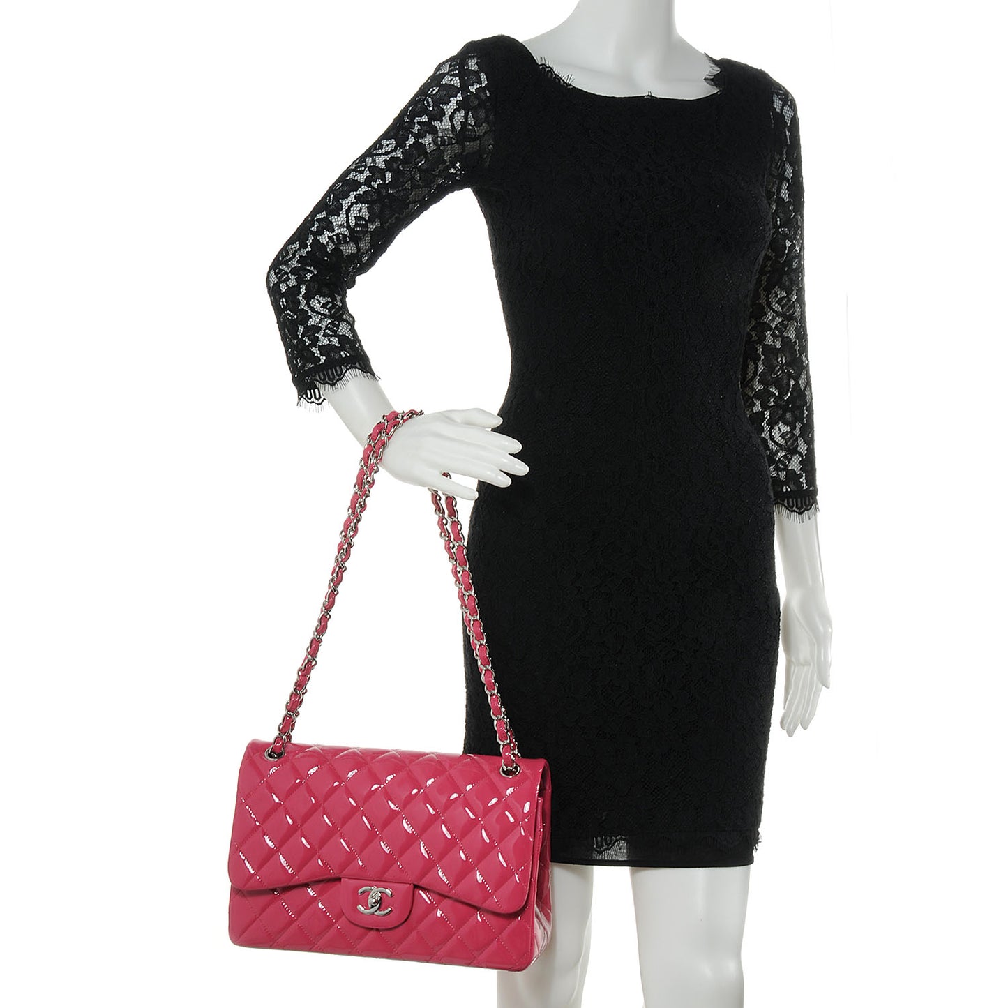 Patent Jumbo Double Flap Fuchsia