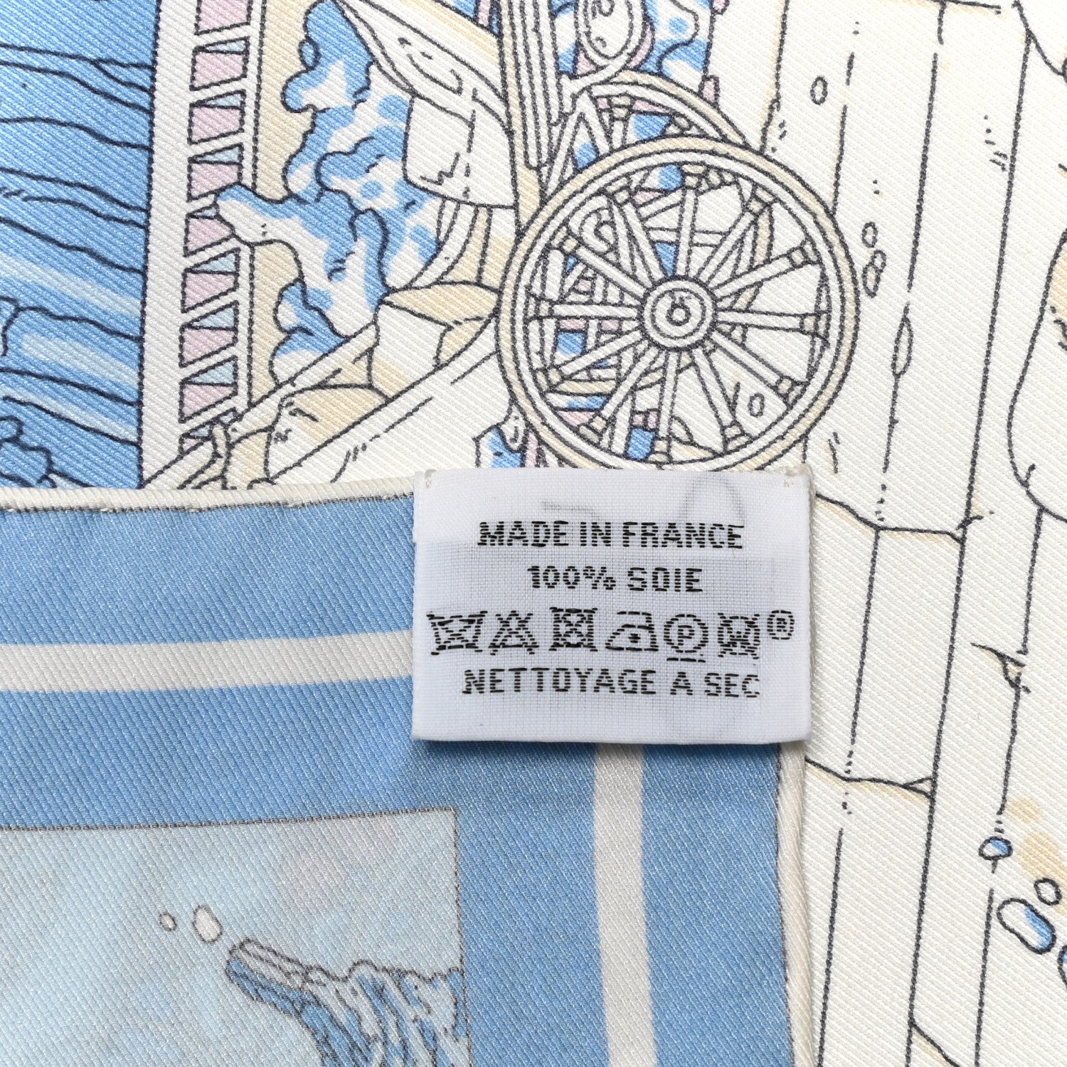 Hermes Vintage Silk Ex Libris Atlantis Scarf 70 Bleu Ciel Rose Jaune 4 of 4