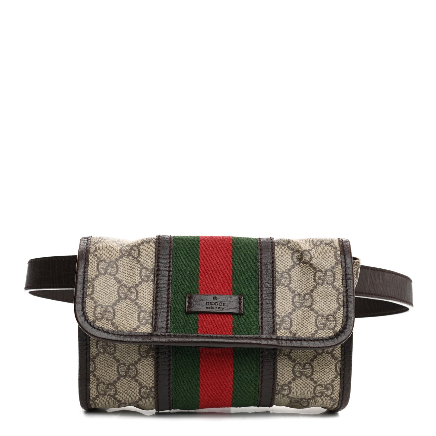 GG Monogram Plus Web Belt Bag Dark Brown