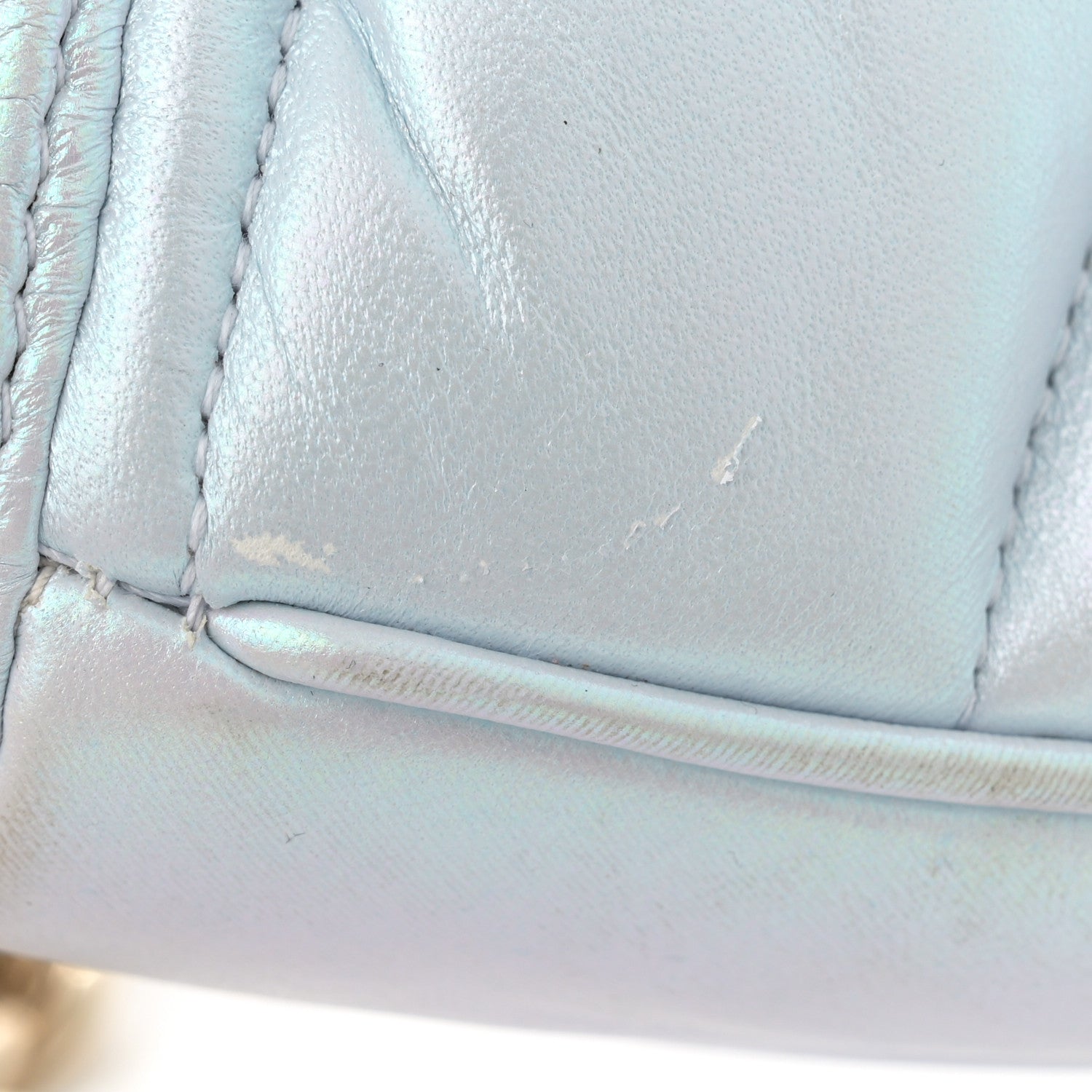 Gucci Iridescent Nappa Chevron Matelasse Small GG Marmont Shoulder Bag Iridescent Snow Light Blue 12 of 17