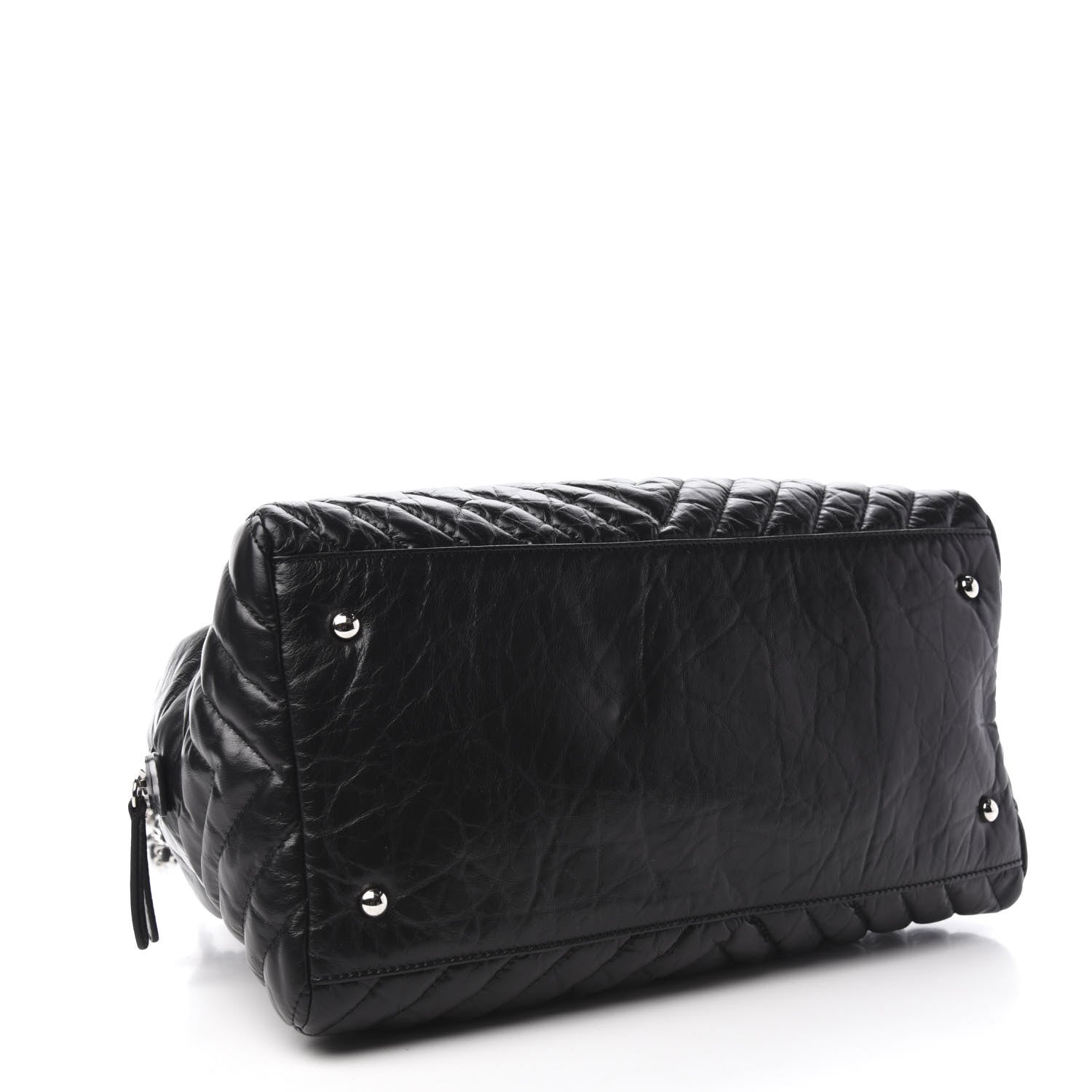 Chanel Aged Calfskin Chevron Medium Soft Bowling Bag Black 4 of 10