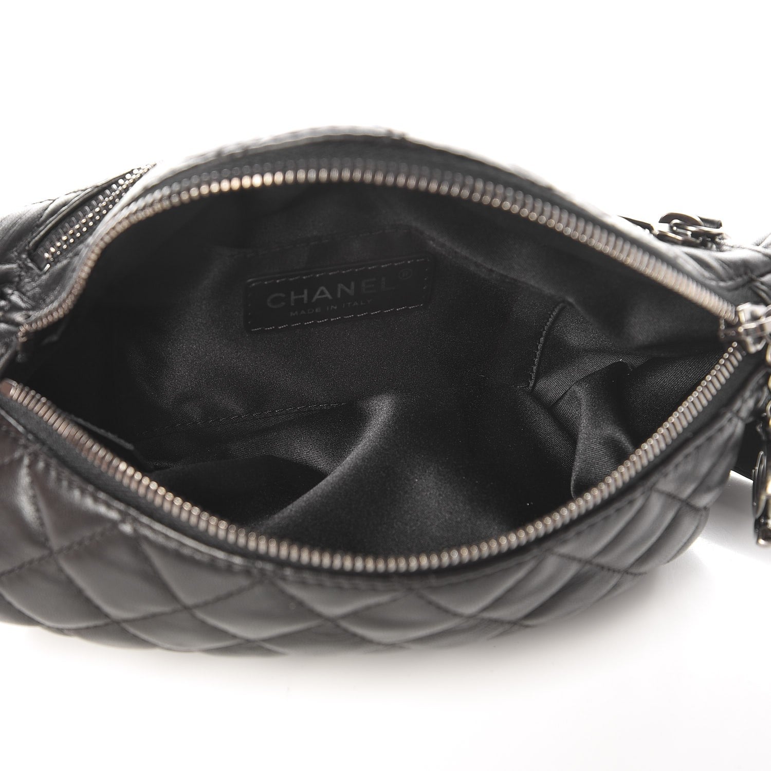 Chanel Lambskin Quilted Banane Waist Bag Fanny Pack Black 5 of 7