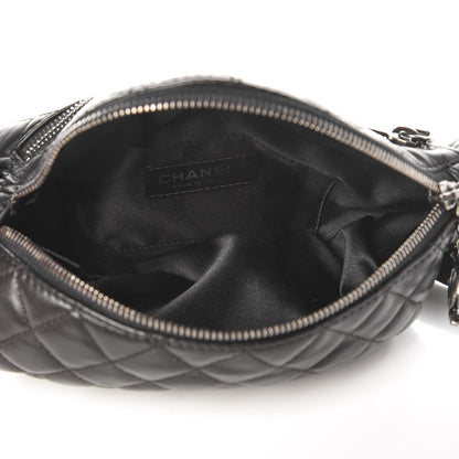Chanel Lambskin Quilted Banane Waist Bag Fanny Pack Black 5 of 7