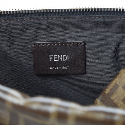 Fendi Glazed Fabric Vitello Century FF 1974 Stamp Patch Pocket Belt Bag Mogano Panna Black 6 of 10