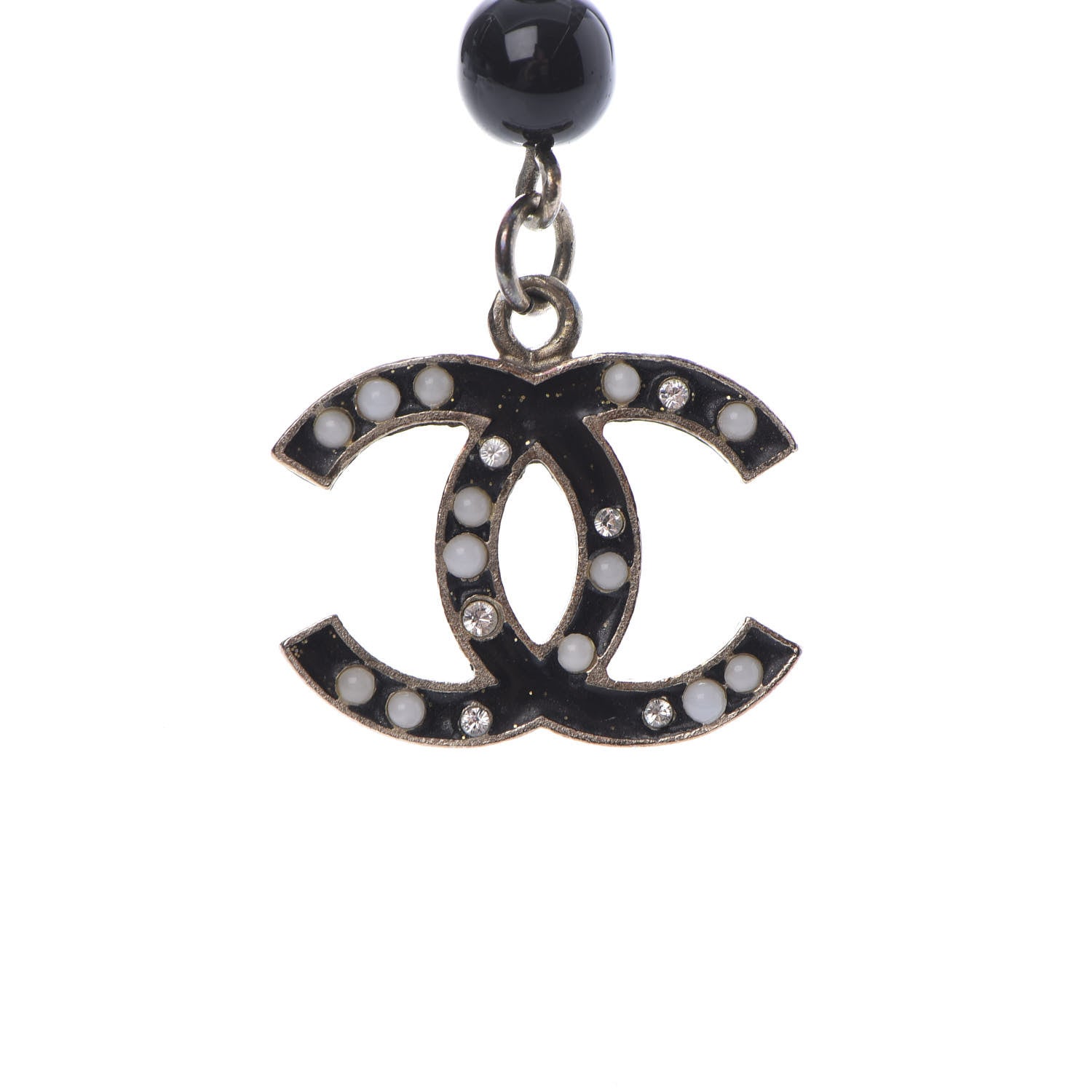 Chanel Enamel Crystal Pearl Beaded CC Bracelet Silver 3 of 5