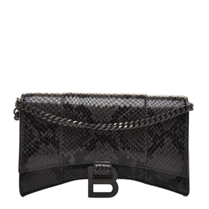 Balenciaga Shiny Calfskin Python Effect Hourglass Chain Bag Dark Grey Black 2 of 8