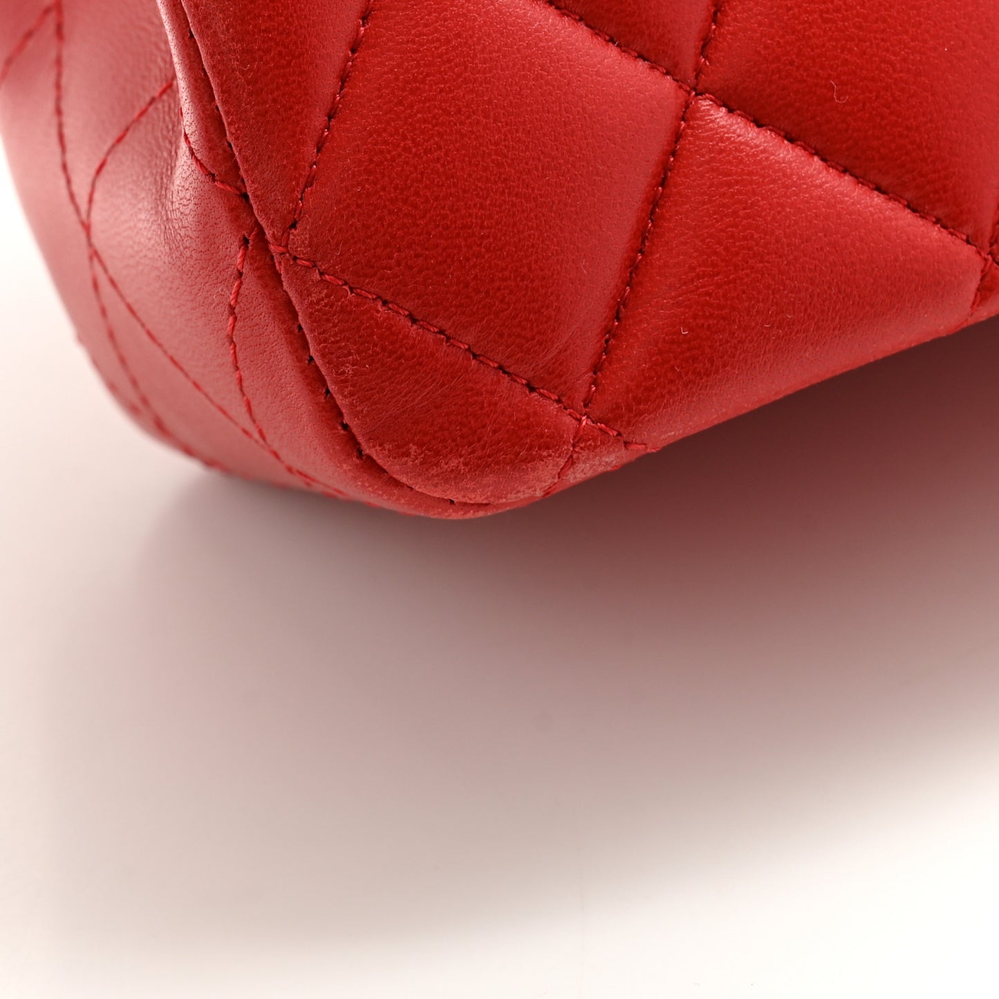 Lambskin Quilted Medium Double Flap Red