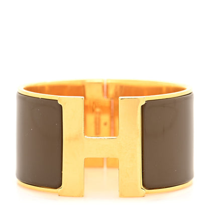 Hermes Enamel Extra Wide Clic Clac H Bracelet GM Chocolate 1 of 5