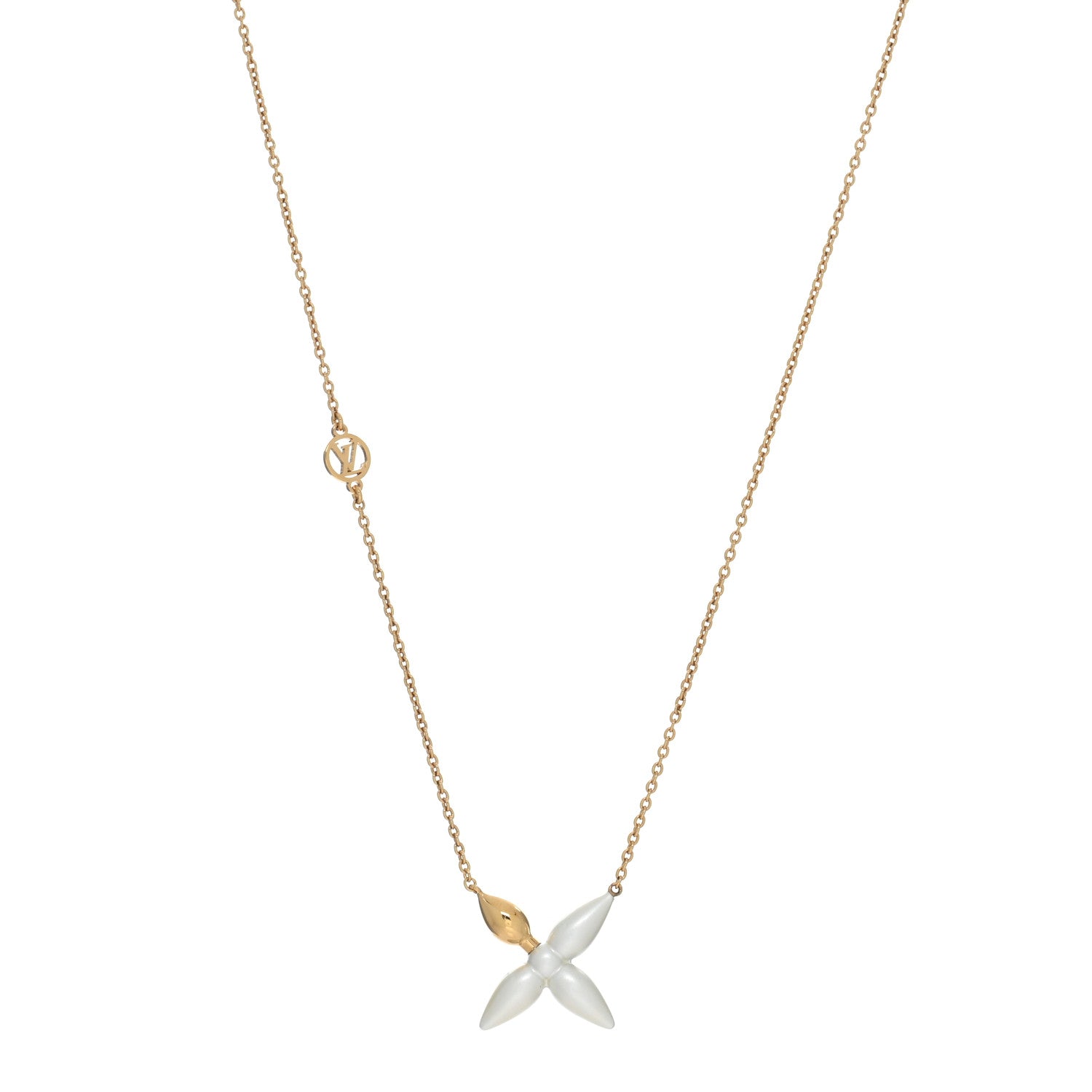 Louis Vuitton Pearl Louisette Necklace Gold White 1 of 4