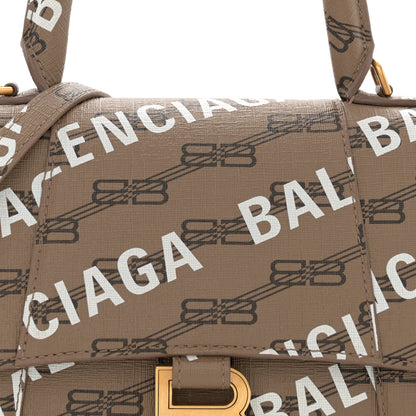 Balenciaga Coated Canvas BB Monogram Allover Logo Small Hourglass Top Handle Bag Beige Brown White 7 of 15