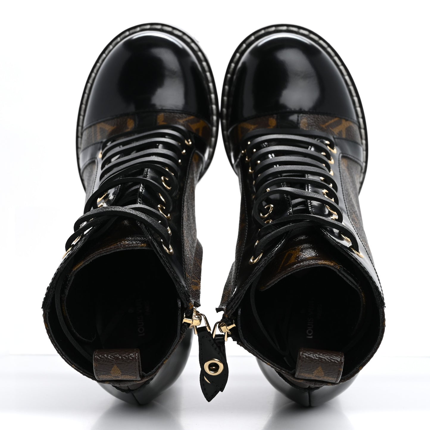 Patent Calfskin Monogram Star Trail Ankle Boots 37.5 Black