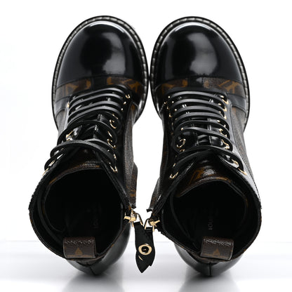 Louis Vuitton Patent Calfskin Monogram Star Trail Ankle Boots 37.5 Black 2 of 14