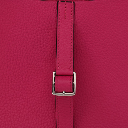 Hermes Taurillon Clemence Halzan 25 Rose Shocking 9 of 12