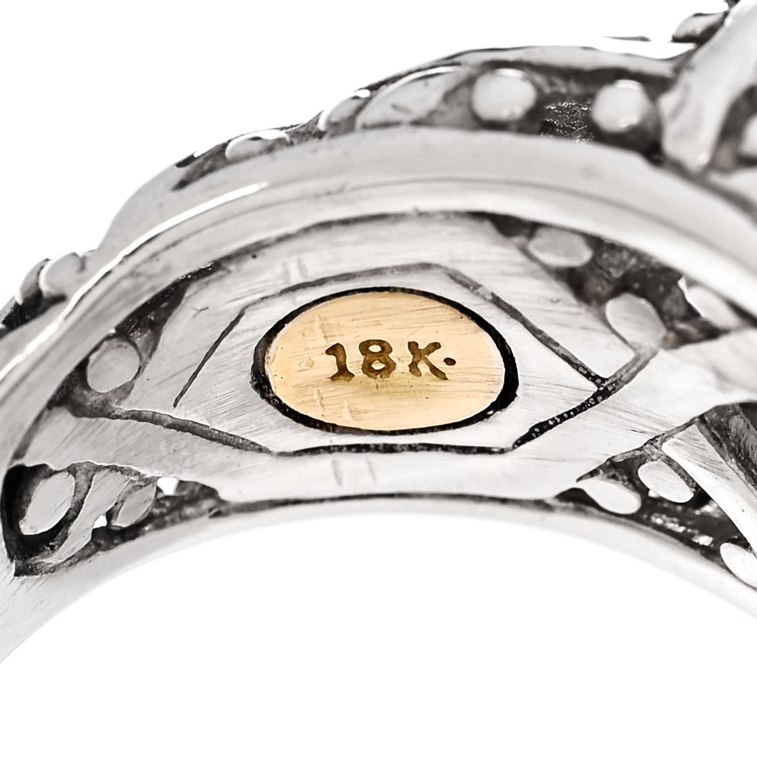 John Hardy Sterling Silver 18K Yellow Gold Diamond Blue Topaz Batu Sari Ring 51 5.75 6 of 6