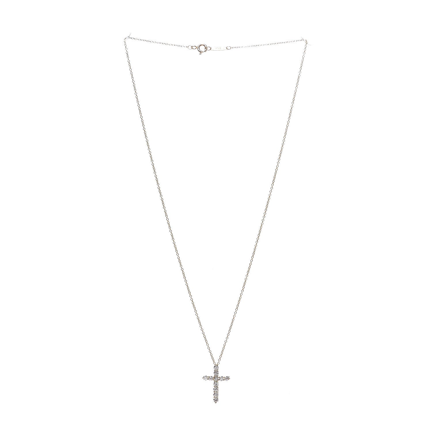 Tiffany 18K Yellow Gold Diamond Small Cross Pendant Necklace 4 of 10