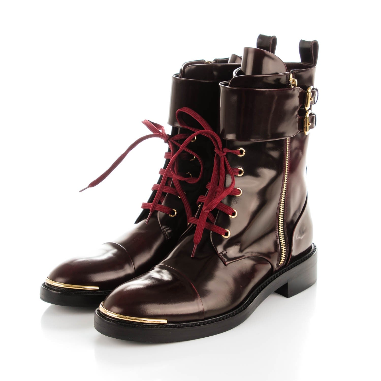 Louis Vuitton Calfskin Diplomacy Ranger Combat Boots 39 Red 3 of 7