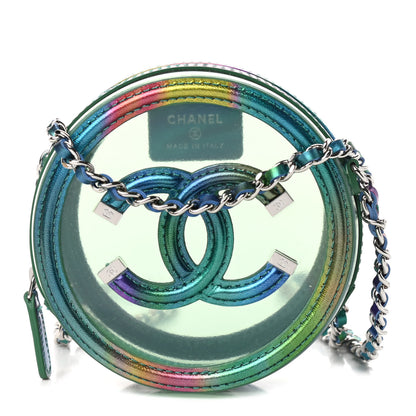 Chanel PVC Calfskin Lambskin Quilted Round Filigree Clutch With Chain Green 1 of 9