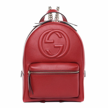 Gucci Pebbled Calfskin Soho Chain Backpack Red 1 of 7