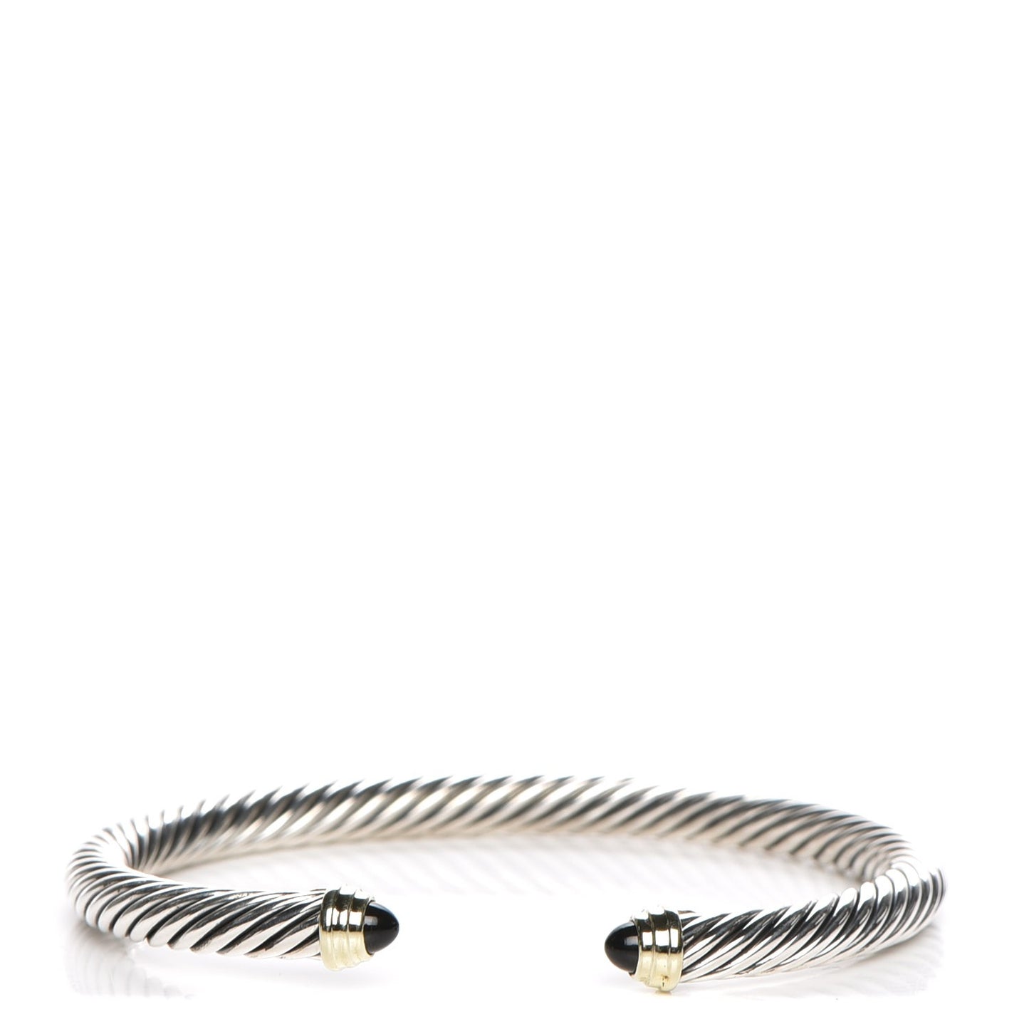 Sterling Silver 14K Yellow Gold Black Onyx 5mm Cable Classics Petite Color Bracelet