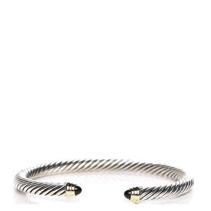 David Yurman Sterling Silver 14K Yellow Gold Black Onyx 5mm Cable Classics Petite Color Bracelet 1 of 5