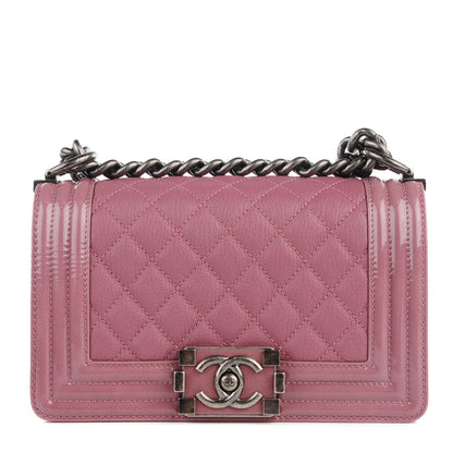 Chanel Goatskin Quilted Patent Small Duo Boy Flap Pink 1 of 8