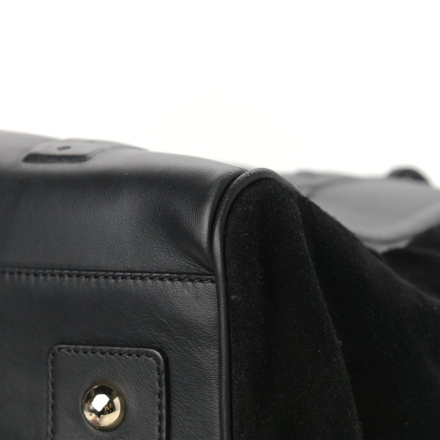 Calfskin Suede Maisie Clipper Satchel Black