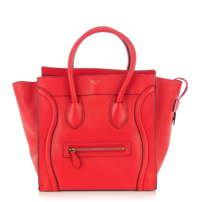 Celine Drummed Calfskin Mini Luggage Coquelicot 1 of 8