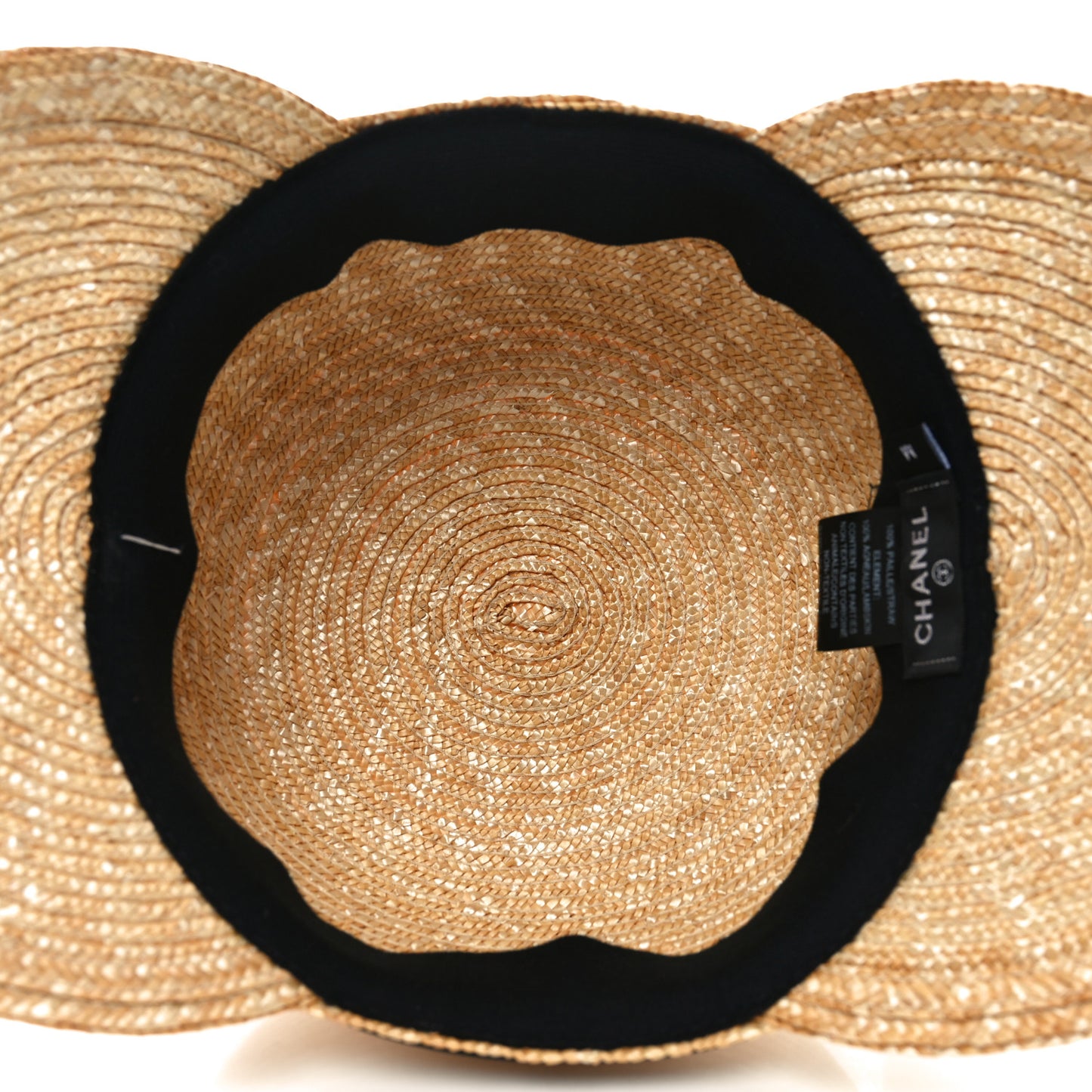 Straw Calfskin Logo Visor Hat M Natural Black