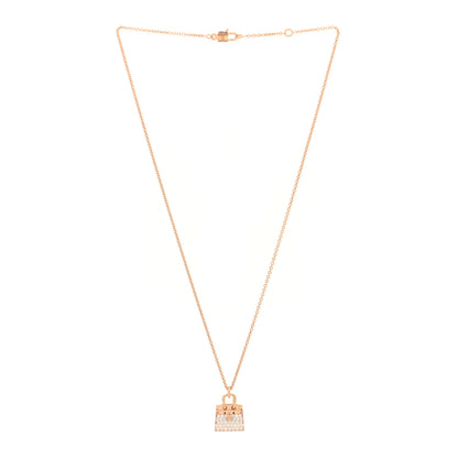 Hermes 18K Rose Gold Diamond Birkin Amulettes Pendant Necklace 3 of 6