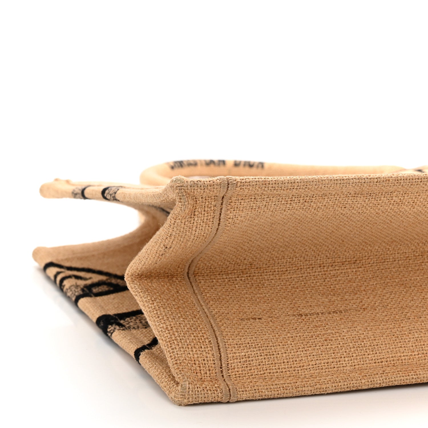 Christian Dior Canvas Jute Embroidered Medium Book Tote Black Beige 9 of 10