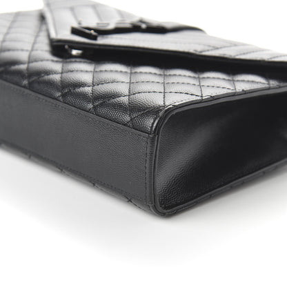 Saint Laurent Grain De Poudre Textured Mixed Matelasse Triquilt Medium Monogram Satchel Black 7 of 9