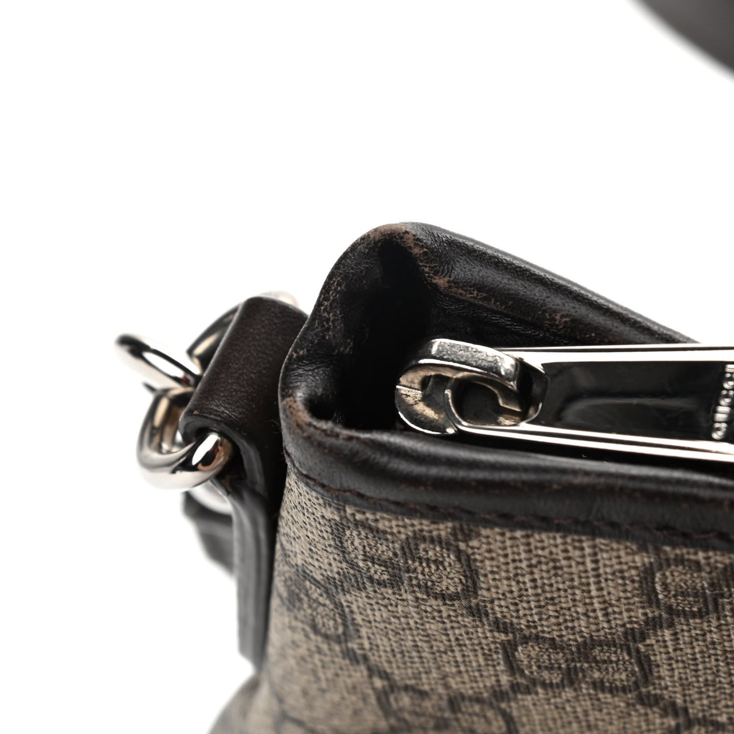 GG Supreme Monogram Small Zippered Tote Dark Brown