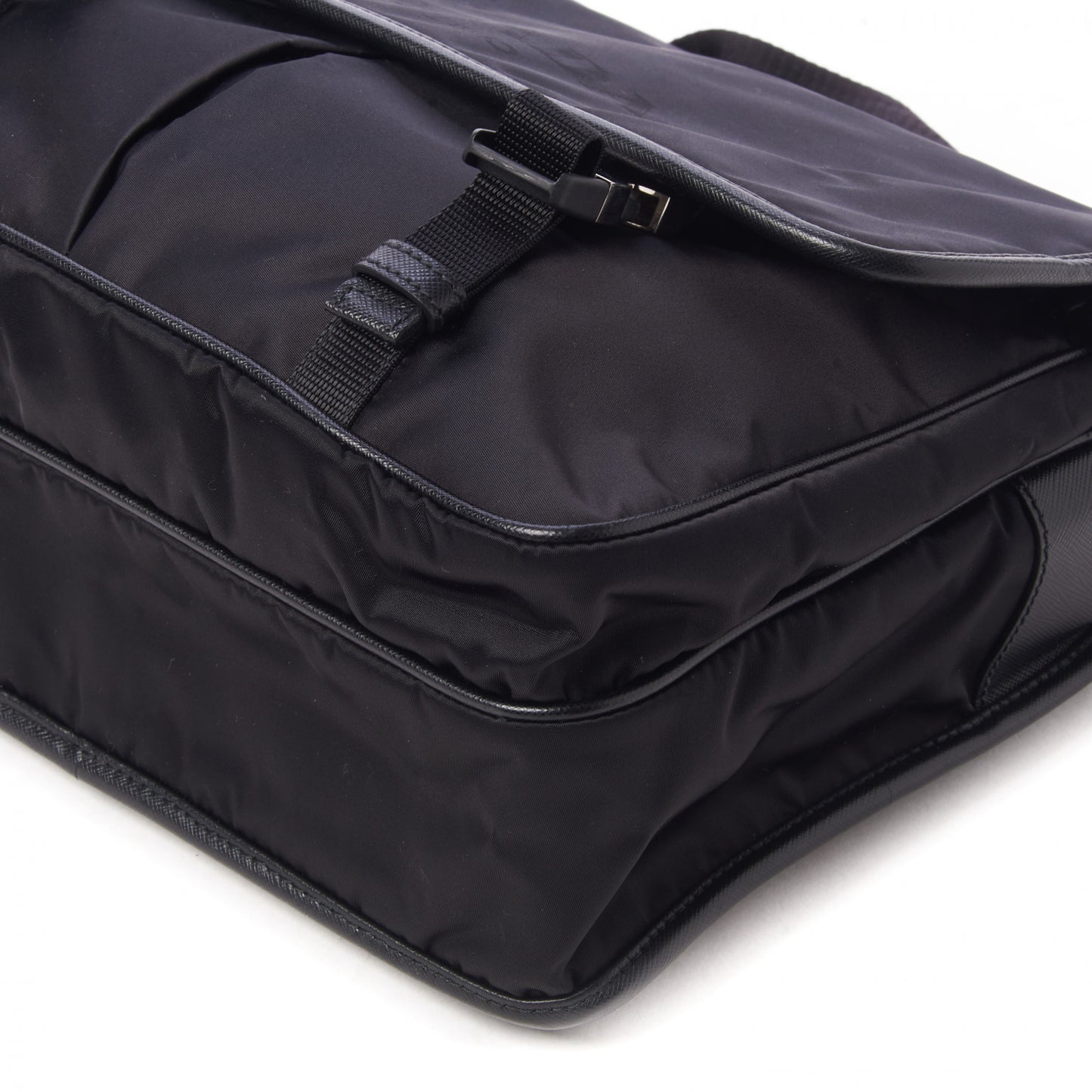 Tessuto Nylon Saffiano Logo Messenger Bag Black