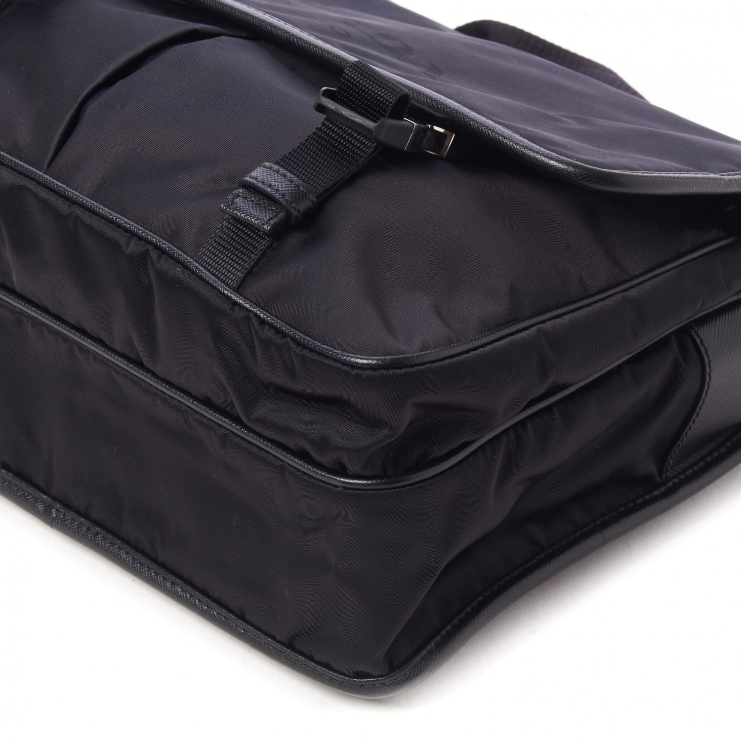 Prada Tessuto Nylon Saffiano Logo Messenger Bag Black 4 of 8