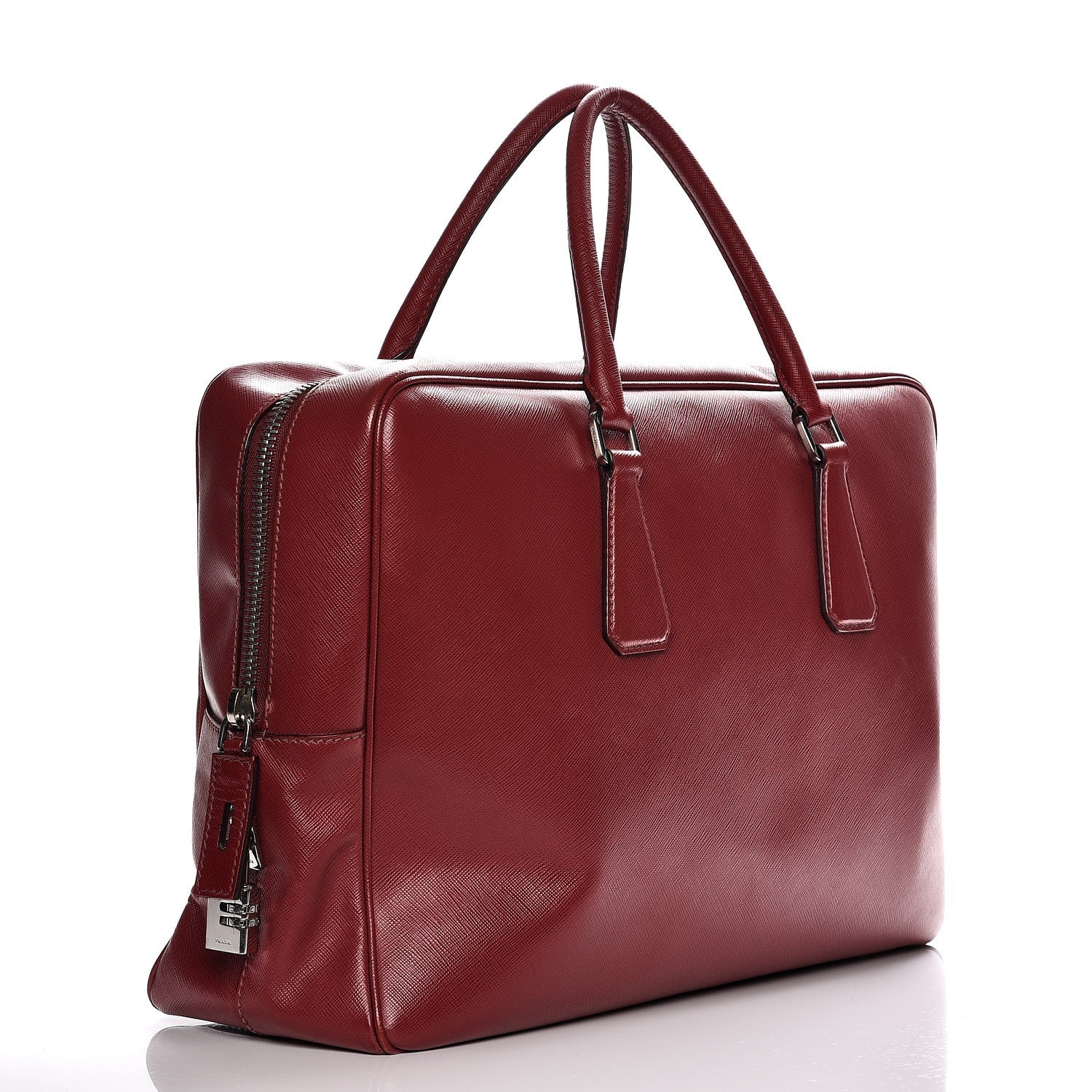 Prada Saffiano Travel Briefcase Red 3 of 12