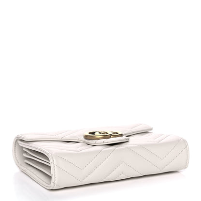 Gucci Calfskin Matelasse GG Marmont Chain Wallet Mystic White 4 of 14
