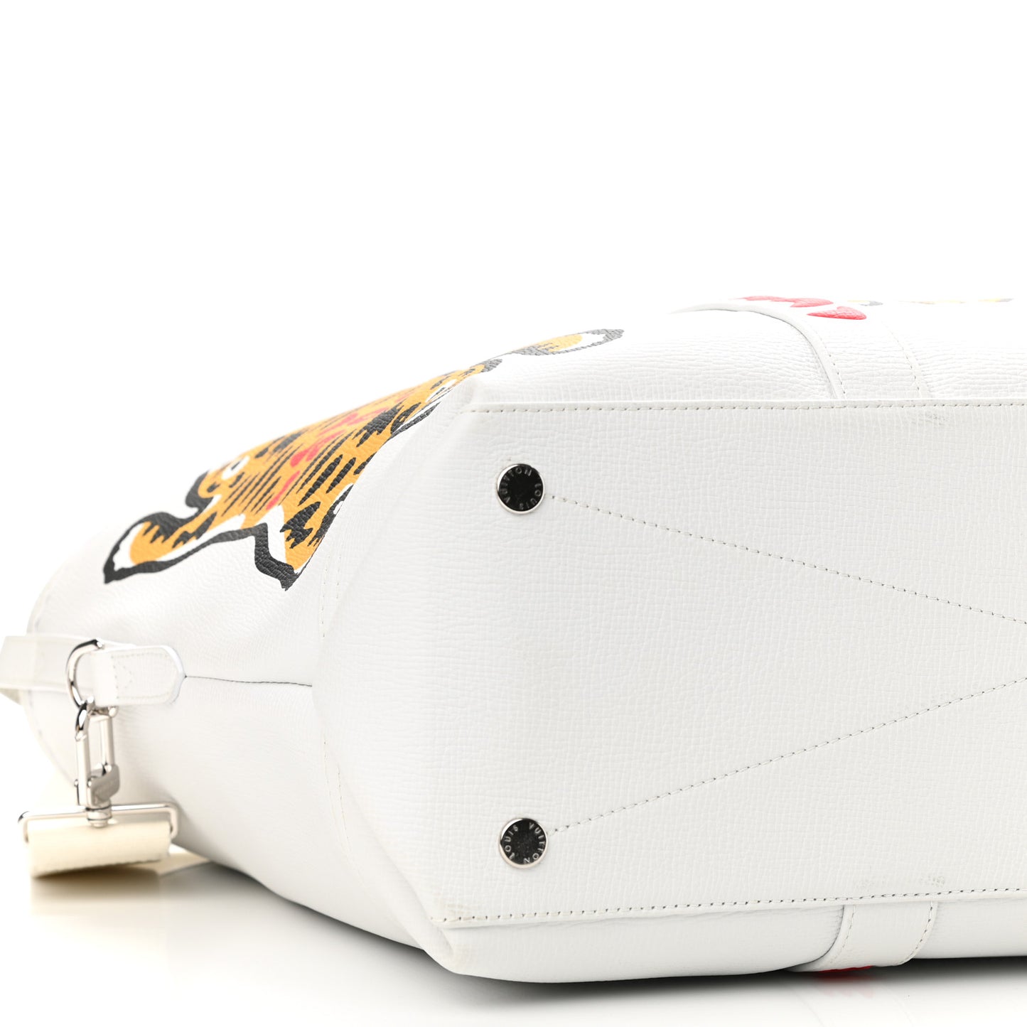 X NIGO Calfskin Tiger Journey Tote White