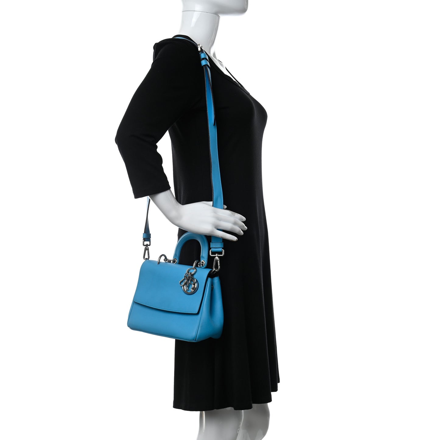 Smooth Calfskin Small Be Dior Flap Blue