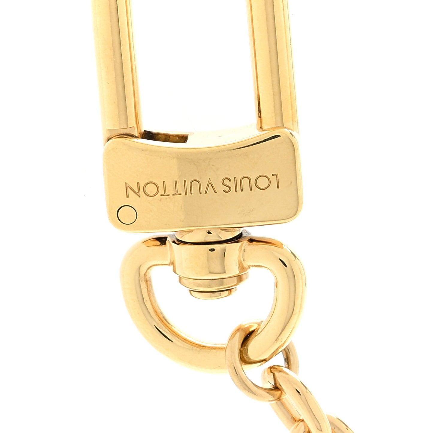 Brass Enamel Fleur De Monogram Bag Charm Chain Gold