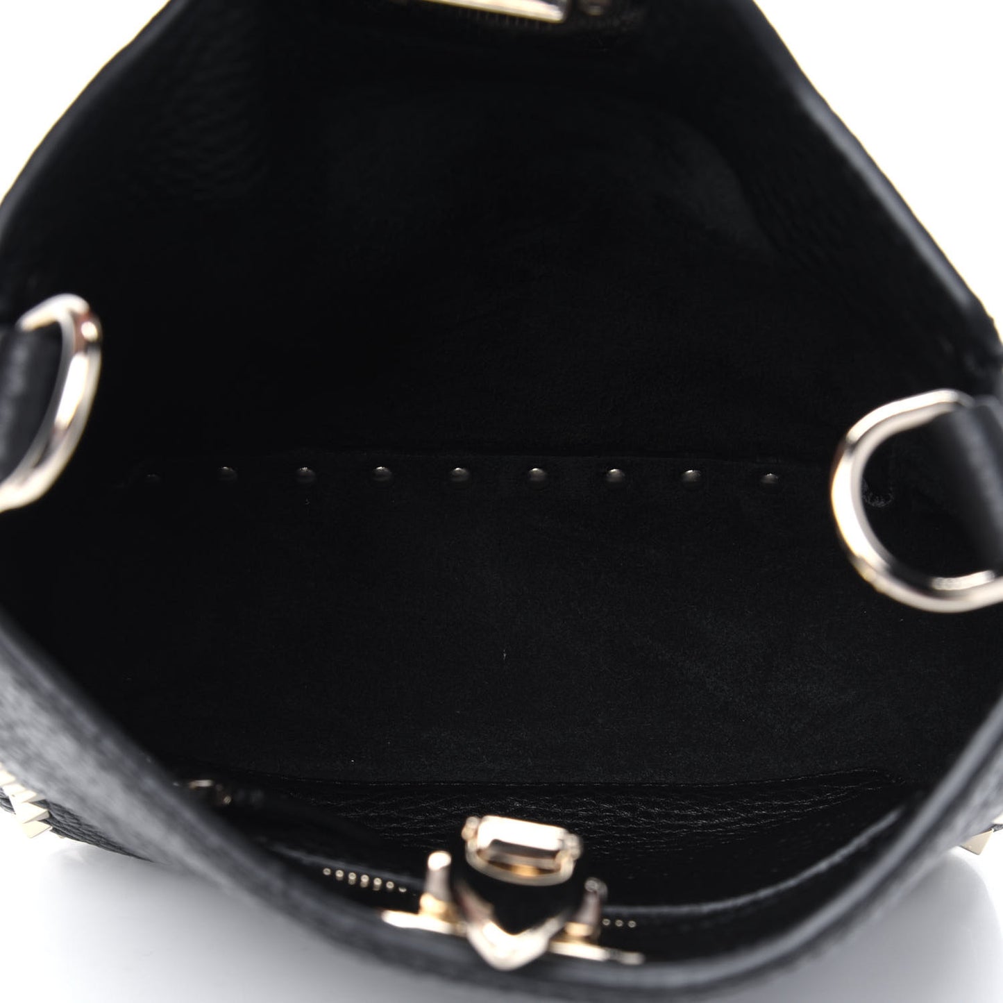 Pebbled Calfskin Mini Rockstud Flip-Lock Messenger Bag Black