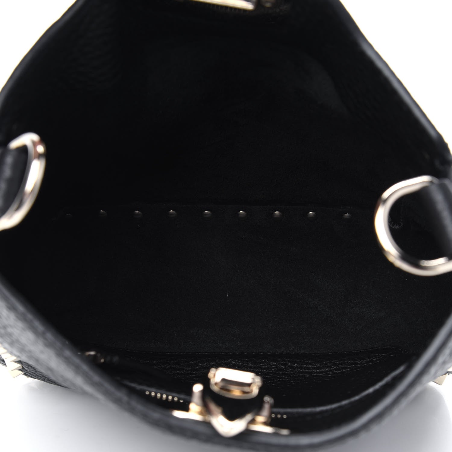 Valentino Garavani Pebbled Calfskin Mini Rockstud Flip-Lock Messenger Bag Black 5 of 11