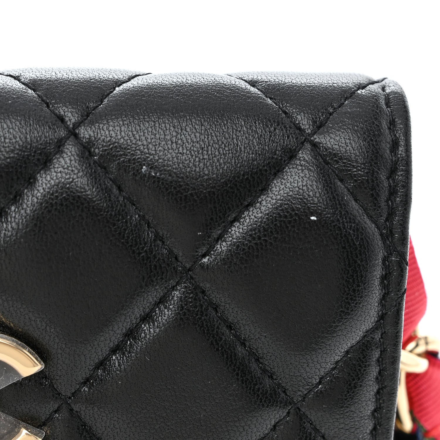 Chanel Shiny Lambskin Ribbon Quilted Flap Belt Bag Black 12 of 12