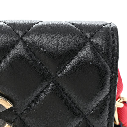 Chanel Shiny Lambskin Ribbon Quilted Flap Belt Bag Black 12 of 12