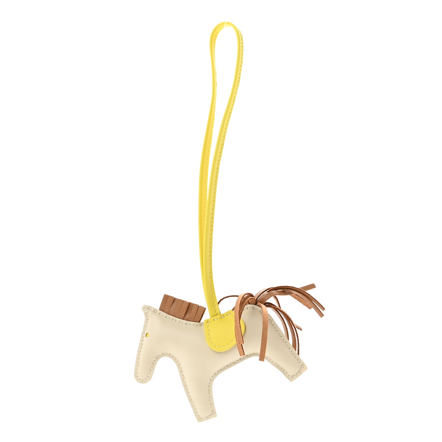 Hermes Milo Lambskin Grigri Rodeo Horse Bag Charm PM Craie Chai Lime 1 of 5