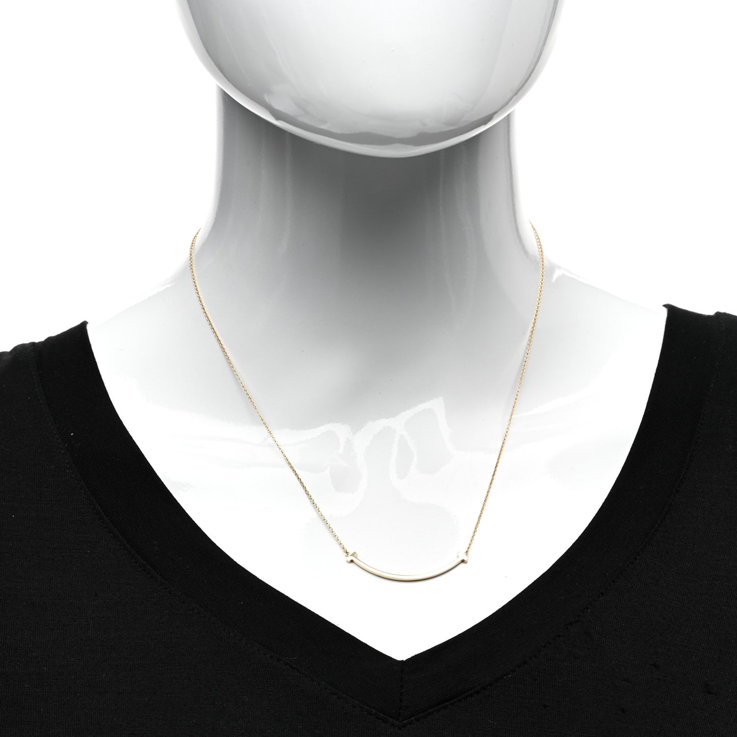 18K Yellow Gold Small T Smile Pendant Necklace