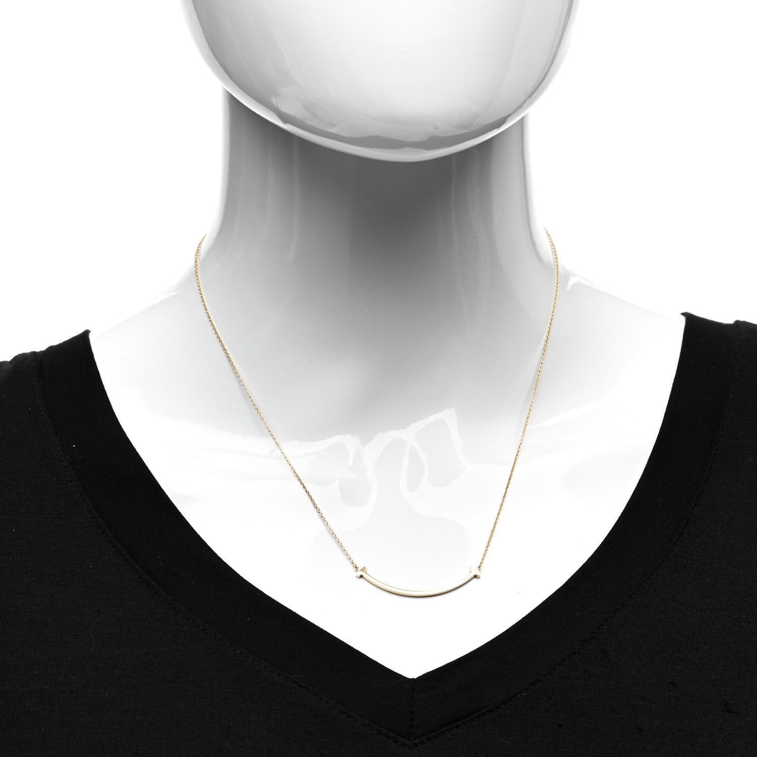 Tiffany 18K Yellow Gold Small T Smile Pendant Necklace 2 of 4
