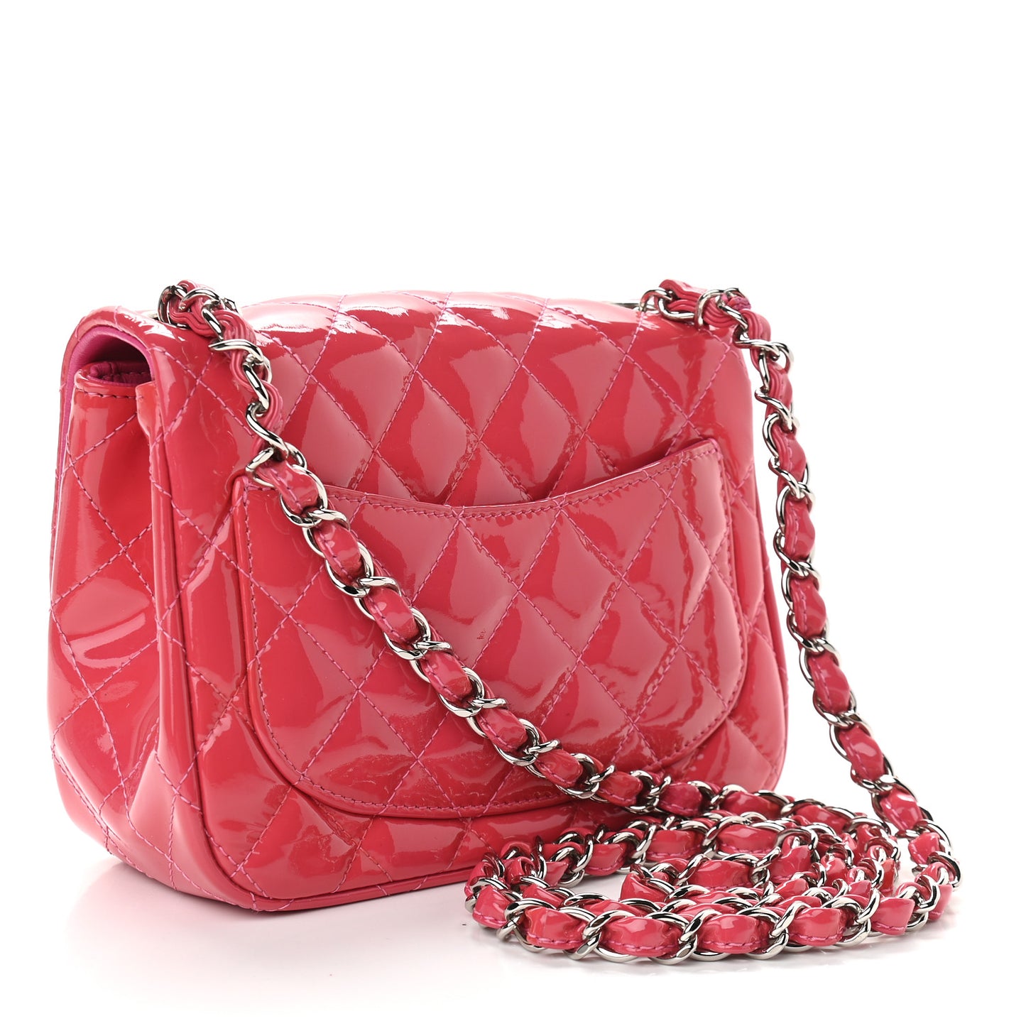 Patent Quilted Mini Square Flap Pink