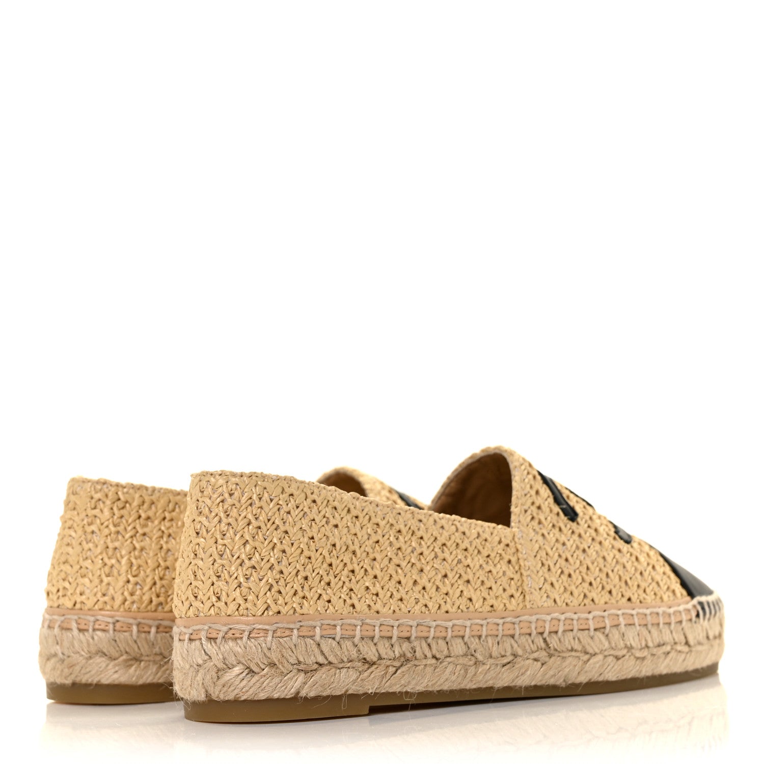 Chanel Braided Fabric Lambskin CC Espadrilles 39 Beige Black 4 of 10