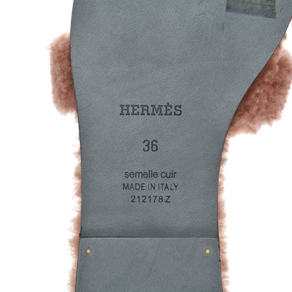Hermes Woolskin Oran Sandals 36 Rose Aube 7 of 12