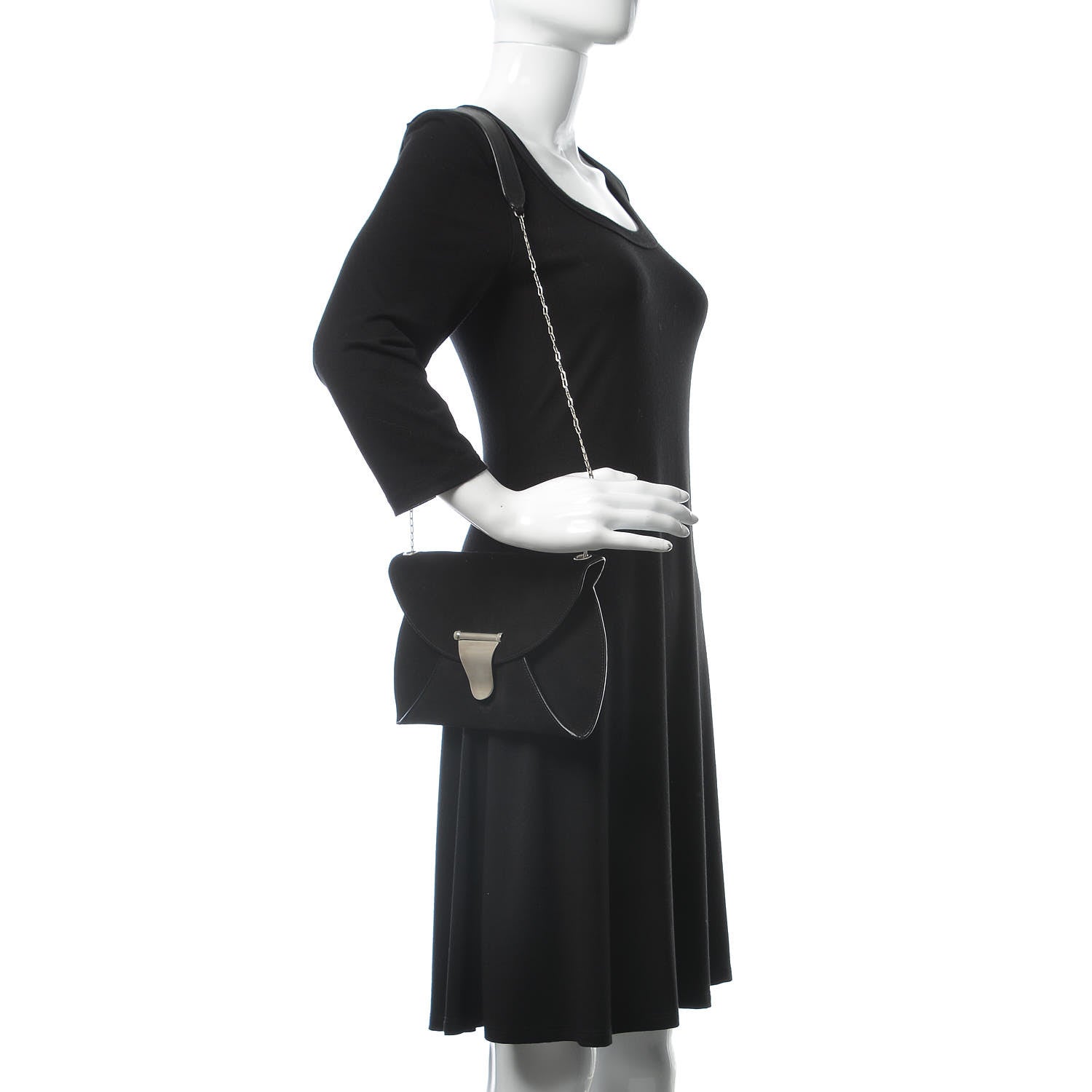 Celine Suede Calfskin Clutch on Chain Black 2 of 11